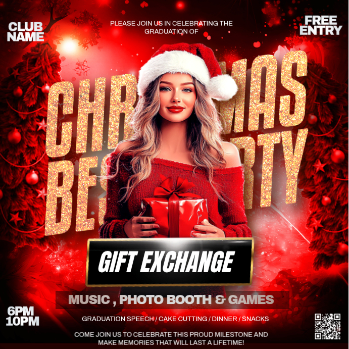 Red Christmas Party Instagram Post Template | PosterMyWall