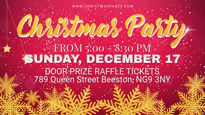 Red Christmas Party Invitation Facebook Cover Video Template | PosterMyWall
