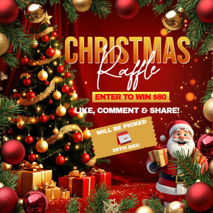 Copy of Red Christmas Raffle Instagram Post | PosterMyWall