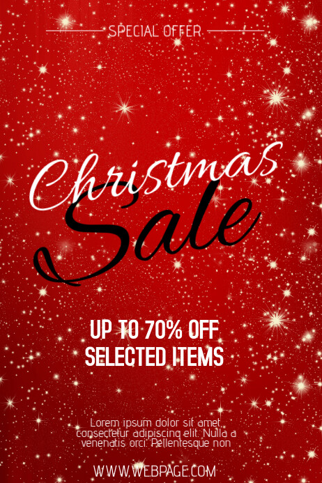 Red Christmas Sale Retail Promotion Poster Flyer Template