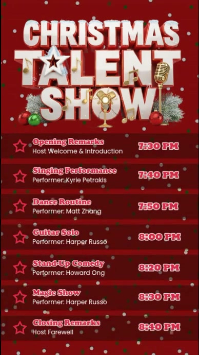 Red Christmas Talent Show Template | PosterMyWall