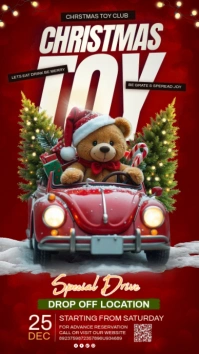 Red Christmas Toy Drive Instagram Story template