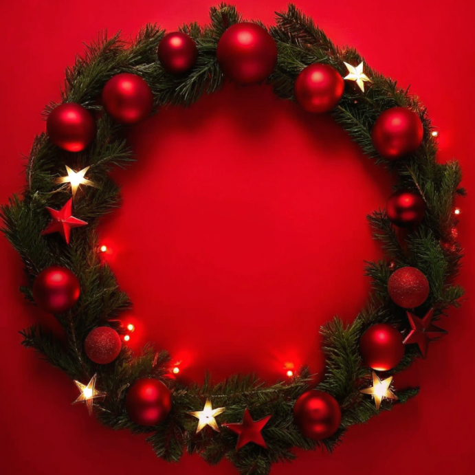 Red Christmas Wreath Frame Template | PosterMyWall