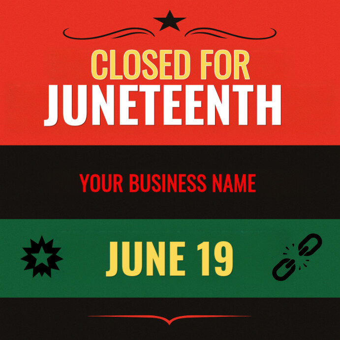 Plantilla de Red Closed For Juneteenth Sign Template | June 19 Business ...