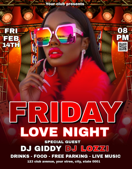 Red Club Event Poster/wallboard Template | PosterMyWall