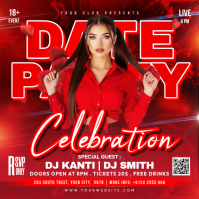 Red Club Party Square Cuadrado (1:1) template