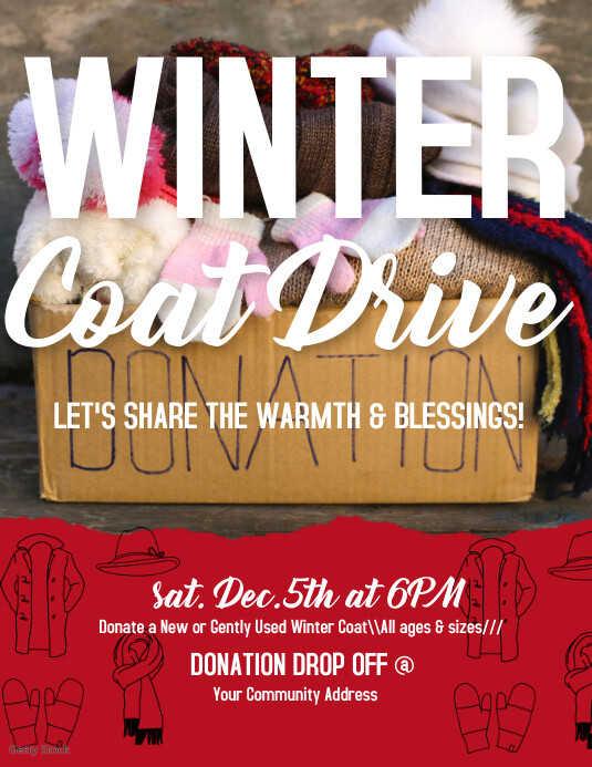 Red Coat Drive Winter Event Flyer Template PosterMyWall