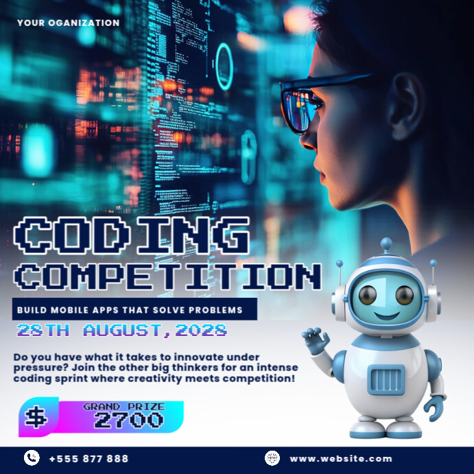 Red Coding Competition Instagram Post template