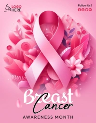 Red Collage Breast Cancer Event Poster/wallboard template