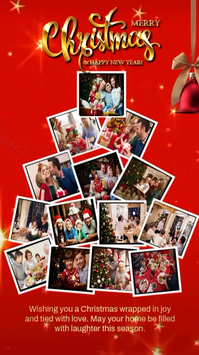 Red Collage Family And Friends Christmas Wishes Instagram Story template