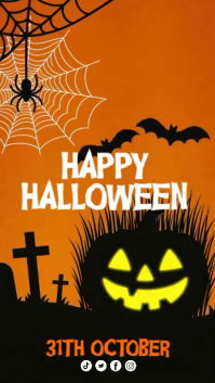 Red Collage Happy Halloween Online Card Design Instagram Story template