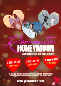 Red Collage Honeymoon Trip A6 template