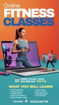 Red Collage   Online  Fitness Classes  Ad   Instagram Reel Instagram-Reel template