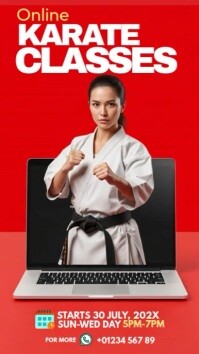 Red Collage  Online Karate Classes Ad Instagram Reel Instagram-Reel template