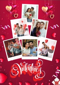 Red Collage Valentine's Day Photo Collage A4 template