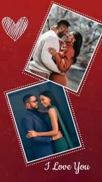 Red Collage Valentine's Day Photo Frame Whatsapp Status template