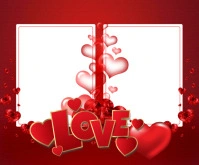 Red Collage Valentine Love Frame Design Template  Medium Rectangle