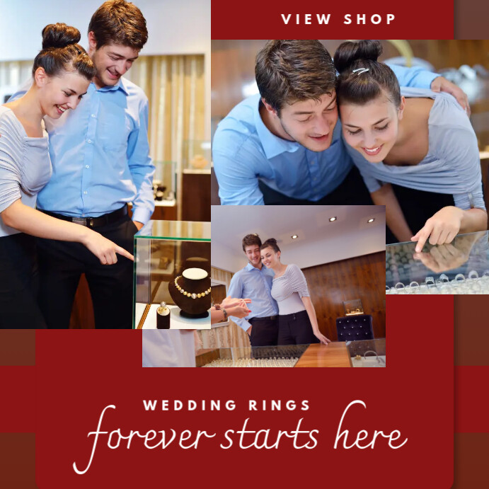 Red Collage Wedding Rings Instagram Post template