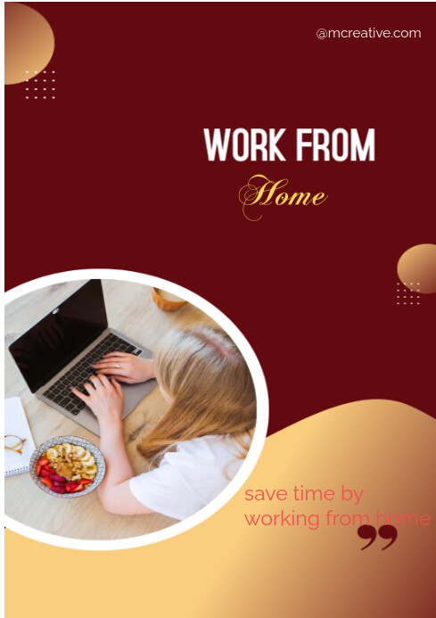 Red Collage Work From Home Template A4