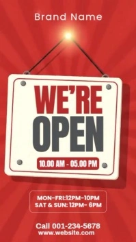 Red Come In We Are Open Instagram Story template