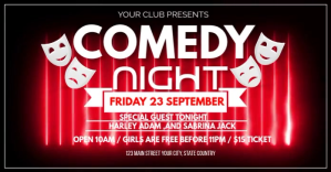 Red Comedy Night Event Facebook Cover Video template