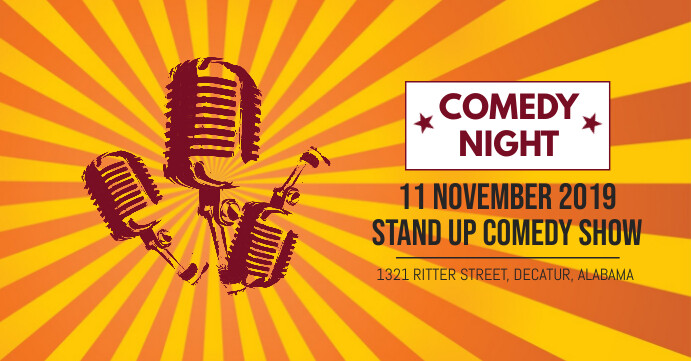 Comedy Invite Red Comedy Night Invite Facebook Banner Template | PosterMyWall