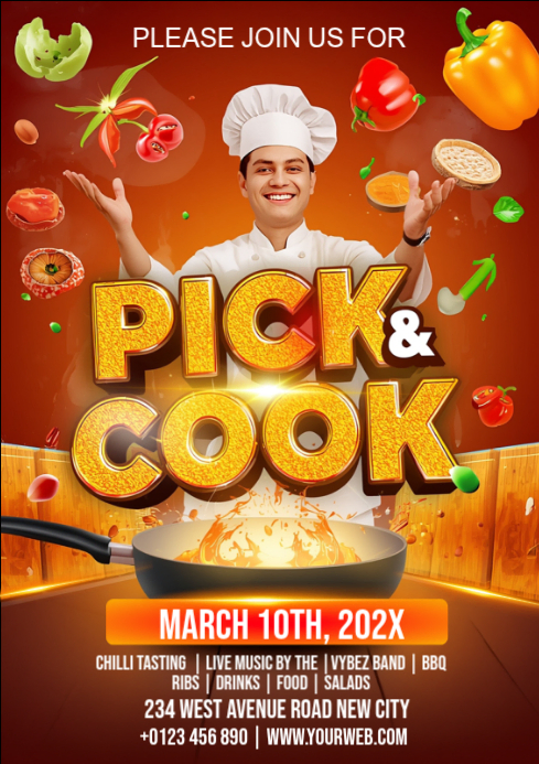 Red Cooking Event A4 Template | PosterMyWall