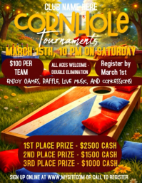 Red Cornhole Tournamen Volantino (us Letter) template