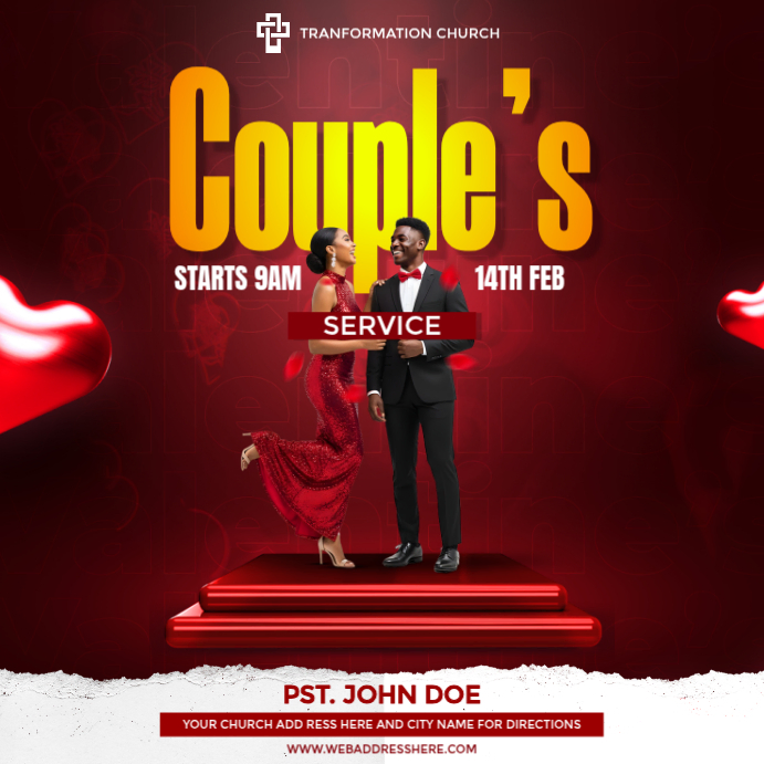 Red Couple's Service Event Instagram Post Template | PosterMyWall