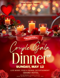 Red Couple Dinner  Night Flyer (us Letter) template