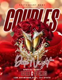 Red Couples Date Night Flyer (us Letter) template
