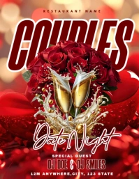 Red Couples Date Night Flyer (us Letter) template