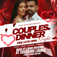 Red Couples Dinner Night  Instagram Post template