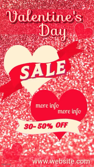 Red/Cream Illustrative Valentine's Day Sale IG Reel template