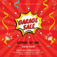 Red Creative Garage Sale Square Advert Message Instagram template