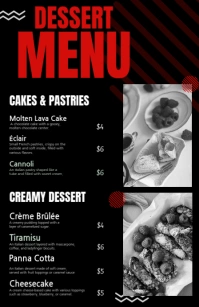 Red Dark Dessert Menu List Template Editable (Half Page Wide)