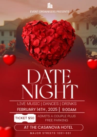 Red Date Night Flyer  A3 template