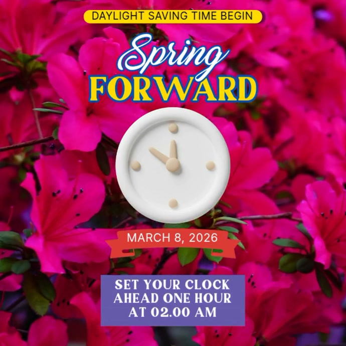 Red Daylight Saving Time Reminder Instagram Post Template | PosterMyWall