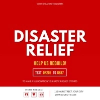 Red Disaster Relief Fundraising Square Video template