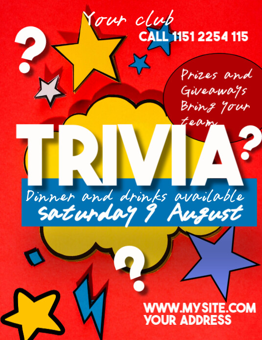 Red Divertente Trivia Volantino (us Letter) 传单(美国信函) template