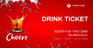 Red Drink Ticket Facebook Shared Image Template