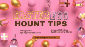 Red Easter Egg Hunt Tips YouTube Channel Cover Photo Video Coverfoto til YouTube-kanal template