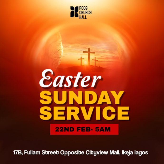 Plantilla de Red Easter Sunday Service Logo | PosterMyWall