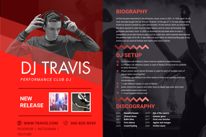 Red Electronic Music Press Kit Poster Templat Template Postermywall