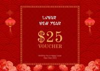 Red Elegant and Luxury Lunar New Year Gift Ce A6 template