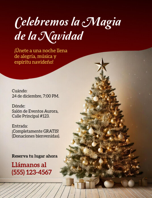 Red Elegant Christmas Event Invitation Volante (carta Us) Pamflet (VSA Brief) template