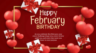 Red February Birthday Celebration Digital Display template
