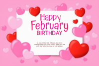 Red February Birthday Celebration Label template