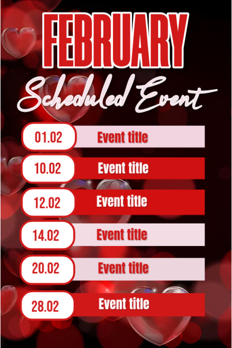 Modèle Red February Event Schedule Poster | PosterMyWall