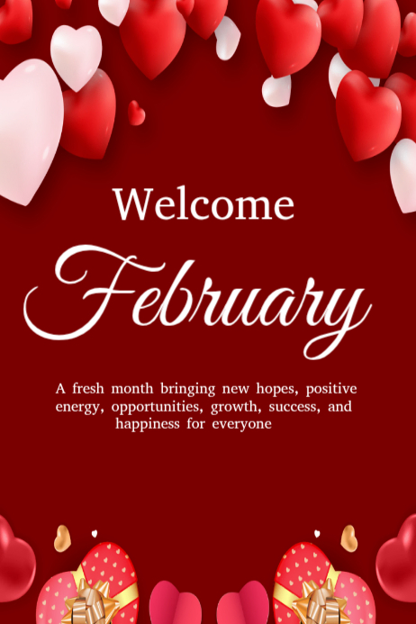Red February Welcome Poster Template | PosterMyWall